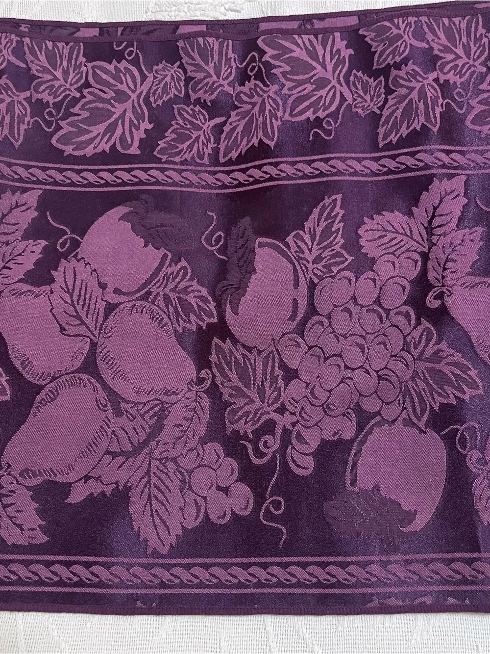Purple Jacquard Table Runner with Tassels